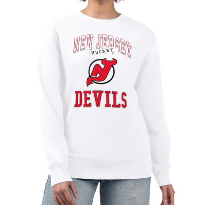 Женская свитшот New Jersey Devils G-III 4Her by Carl Banks White Team Logo Tri-Blend Fleece Pullover