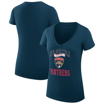 Футболка Florida Panthers G-III 4Her by Carl Banks Womens Team Logo Graphic V-Neck Fitted - Navy