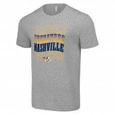 Nashville Predators Starter Heather Gray Four Team Name Logo T-Shirt