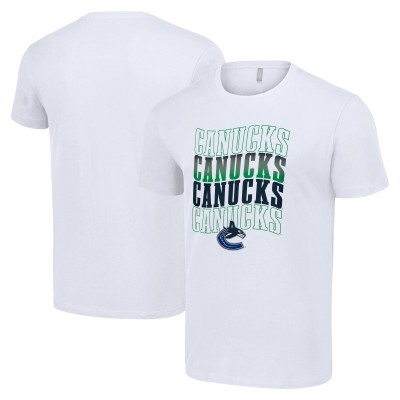 Vancouver Canucks Starter White Four Team Name Logo T-Shirt