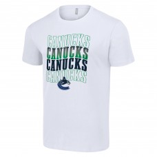 Vancouver Canucks Starter White Four Team Name Logo T-Shirt