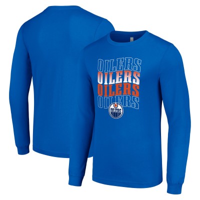 Футболка с длинным рукавом Edmonton Oilers Starter Four Team Name Logo Graphic - Royal