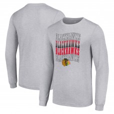 Футболка с длинным рукавом Chicago Blackhawks Starter Four Team Name Logo Graphic - Heather Gray