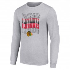 Футболка с длинным рукавом Chicago Blackhawks Starter Four Team Name Logo Graphic - Heather Gray