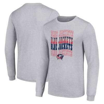 Футболка с длинным рукавом Columbus Blue Jackets Starter Four Team Name Logo Graphic - Heather Gray