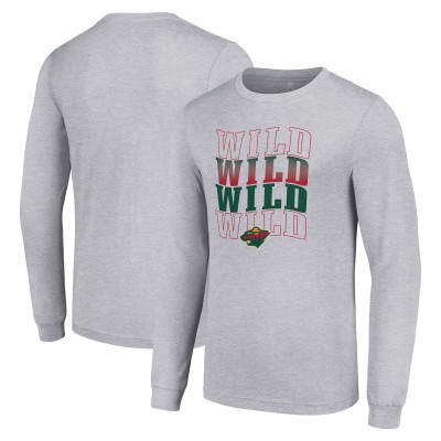 Футболка с длинным рукавом Minnesota Wild Starter Four Team Name Logo  Graphic - Heather Gray