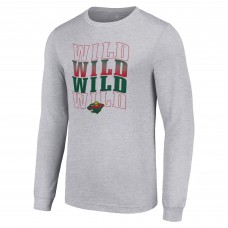 Футболка с длинным рукавом Minnesota Wild Starter Four Team Name Logo  Graphic - Heather Gray