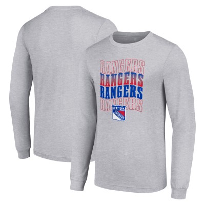 Футболка с длинным рукавом New York Rangers Starter Four Team Name Logo Graphic - Heather Gray