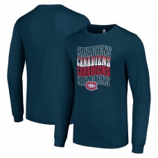 Футболка с длинным рукавом Montreal Canadiens Starter Four Team Name Logo Graphic - Navy