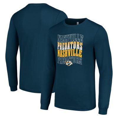 Футболка с длинным рукавом Nashville Predators Starter Four Team Name Logo Graphic - Navy
