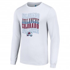 Футболка Colorado Avalanche Starter White Four Team Name Logo Long Sleeve Graphic