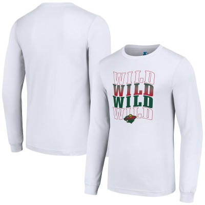 Футболка с длинным рукавом Minnesota Wild Starter White Four Team Name Logo Graphic