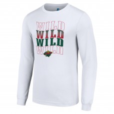 Футболка с длинным рукавом Minnesota Wild Starter White Four Team Name Logo Graphic
