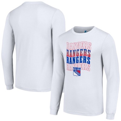 Футболка с длинным рукавом New York Rangers Starter Four Team Name Logo Graphic - White