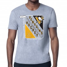 Pittsburgh Penguins Starter Heather Gray Shield Graphic T-Shirt