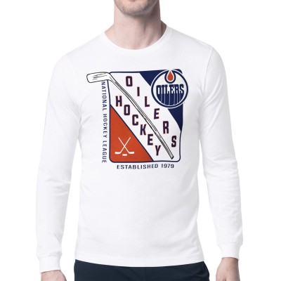 Футболка Edmonton Oilers Starter White Shield Long Sleeve Graphic