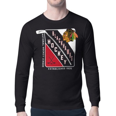 Футболка с длинным рукавом Chicago Blackhawks Starter Shield Graphic - Black