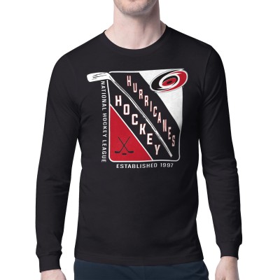 Carolina Hurricanes Starter Black Shield Long Sleeve Graphic T-Shirt