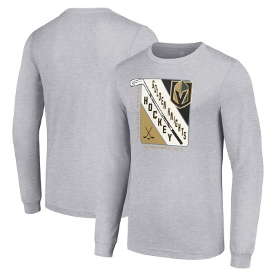 Футболка с длинным рукавом Vegas Golden Knights Starter Shield Graphic - Heather Gray