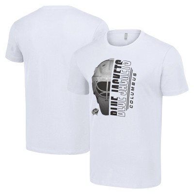 Columbus Blue Jackets Starter White Half Helmet Logo T-Shirt
