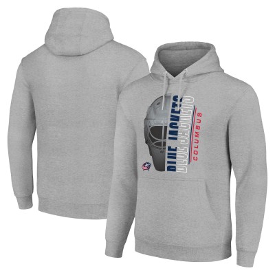 Columbus Blue Jackets Starter Heather Gray Half Helmet Fleece Pullover Hoodie