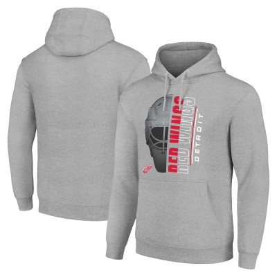 Detroit Red Wings Starter Heather Gray Half Helmet Fleece Pullover Hoodie