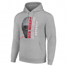 Detroit Red Wings Starter Heather Gray Half Helmet Fleece Pullover Hoodie
