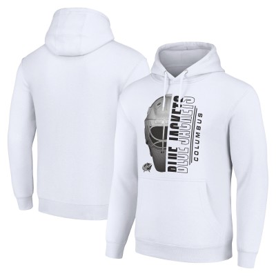 Columbus Blue Jackets Starter White Half Helmet Fleece Pullover Hoodie