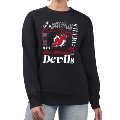 Женская свитшот New Jersey Devils G-III 4Her by Carl Banks Black Collage Graphic Fleece Long Sleeve Pullover