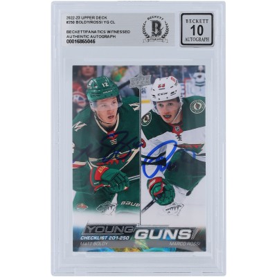 Matthew Boldy & Marco Rossi Minnesota Wild Autographed 2022-23 Upper Deck Series 1 Young Guns Checklist #250 Beckett Fanatics Witnessed Authenticated 10 Rookie Card