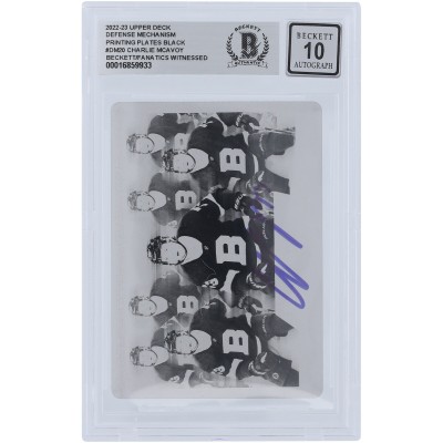 Charlie McAvoy Boston Bruins Autographed 2022-23 Upper Deck Defense Mechanism Black Printing Plate #DM-20 #1/1 Beckett Fanatics Witnessed Authenticated 10 Card