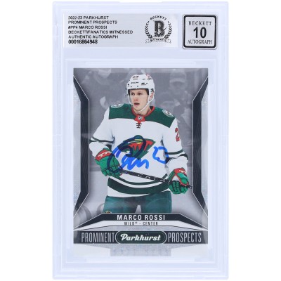 Marco Rossi Minnesota Wild Autographed 2022-23 Upper Deck Parkhurst Prominent Prospects #PP-4 Beckett Fanatics Witnessed Authenticated 10 Rookie Card