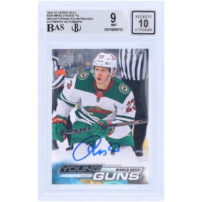 Marco Rossi Minnesota Wild Autographed 2022-23 Upper Deck Series 1 Young Guns #243 Beckett Fanatics Witnessed Authenticated 9/10 Rookie Card