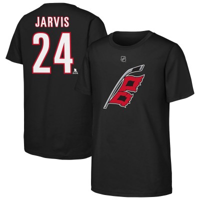 Подростковая Carolina Hurricanes Seth Jarvis Black Player Name & Number T-Shirt