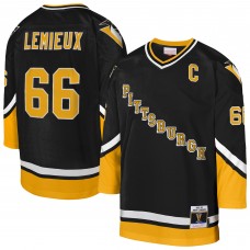 Подростковая Pittsburgh Penguins Mario Lemieux Mitchell & Ness Black 1992/93 Captain Patch Power Play Player Jersey
