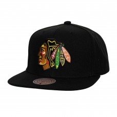 Бейсболка Chicago Blackhawks Mitchell & Ness Black Core Top Spot