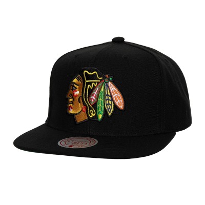Бейсболка Chicago Blackhawks Mitchell & Ness Black Core Top Spot