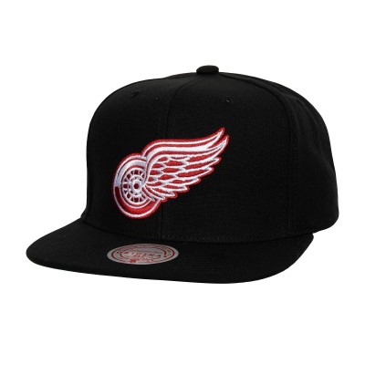 Detroit Red Wings Mitchell & Ness Black Core Top Spot Snapback Hat