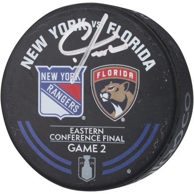 Шайба Chris Kreider New York Rangers Autographed Fanatics Authentic Practice-Used Warm-Upfrom Game 2 of the Eastern Conference Finals during the 2024 Stanley Cup Playoffs vs. Florida Panthers