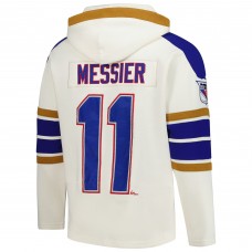 Толстовка New York Rangers Mark Messier 47 Cream Blue Line Heritage Name & Number Lace-Up