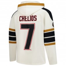Толстовка Chicago Blackhawks Chris Chelios 47 Cream Blue Line Heritage Name & Number Lace-Up