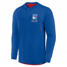 New York Rangers Fanatics Blue Adrenaline Push Long Sleeve Henley Shirt New York Rangers Fanatics Blue Adrenaline Push Long Sleeve Henley Shirt