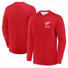 Detroit Red Wings Fanatics Red Adrenaline Push Long Sleeve Henley Shirt