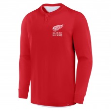 Detroit Red Wings Fanatics Red Adrenaline Push Long Sleeve Henley Shirt