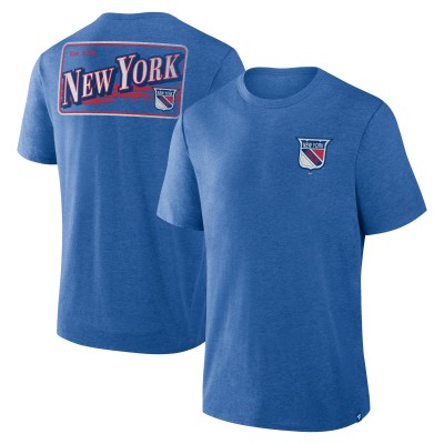 New York Rangers Fanatics Heather Blue Fan Lanes Tri-Blend T-Shirt