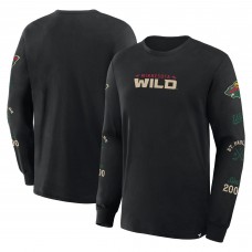Футболка с длинным рукавом Minnesota Wild Fanatics Black Boxed In Legacy