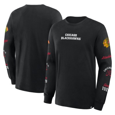 Футболка с длинным рукавом Chicago Blackhawks Fanatics Black Boxed In Legacy