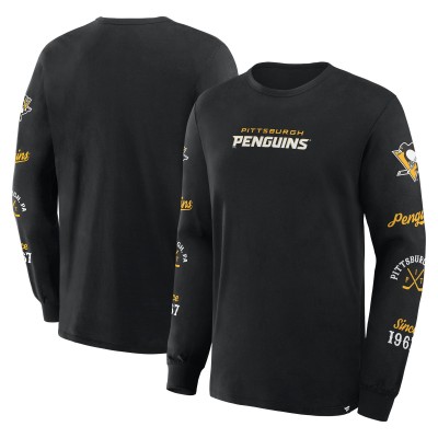 Футболка с длинным рукавом Pittsburgh Penguins Fanatics Black Boxed In Legacy