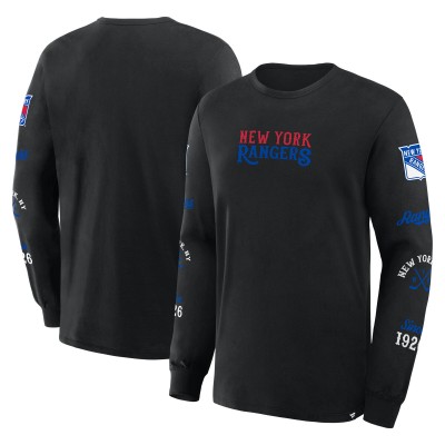 New York Rangers Fanatics Black Boxed In Legacy Long Sleeve T-Shirt