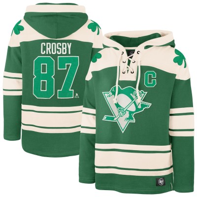 Толстовка Pittsburgh Penguins Sidney Crosby 47 Kelly Green St. Patricks Day Player Name & Number Lacer